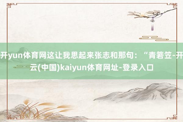 开yun体育网这让我思起来张志和那句：“青箬笠-开云(中国)kaiyun体育网址-登录入口