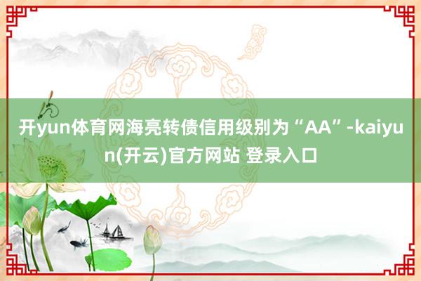 开yun体育网海亮转债信用级别为“AA”-kaiyun(开云